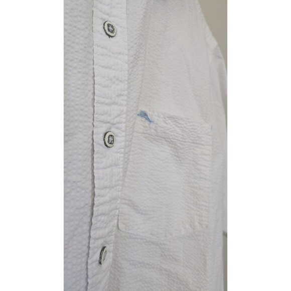 Tommy Bahama Nova Wave Button Up Shirt Large Seersucker Camp White Resort Wear - Picture 2 of 12